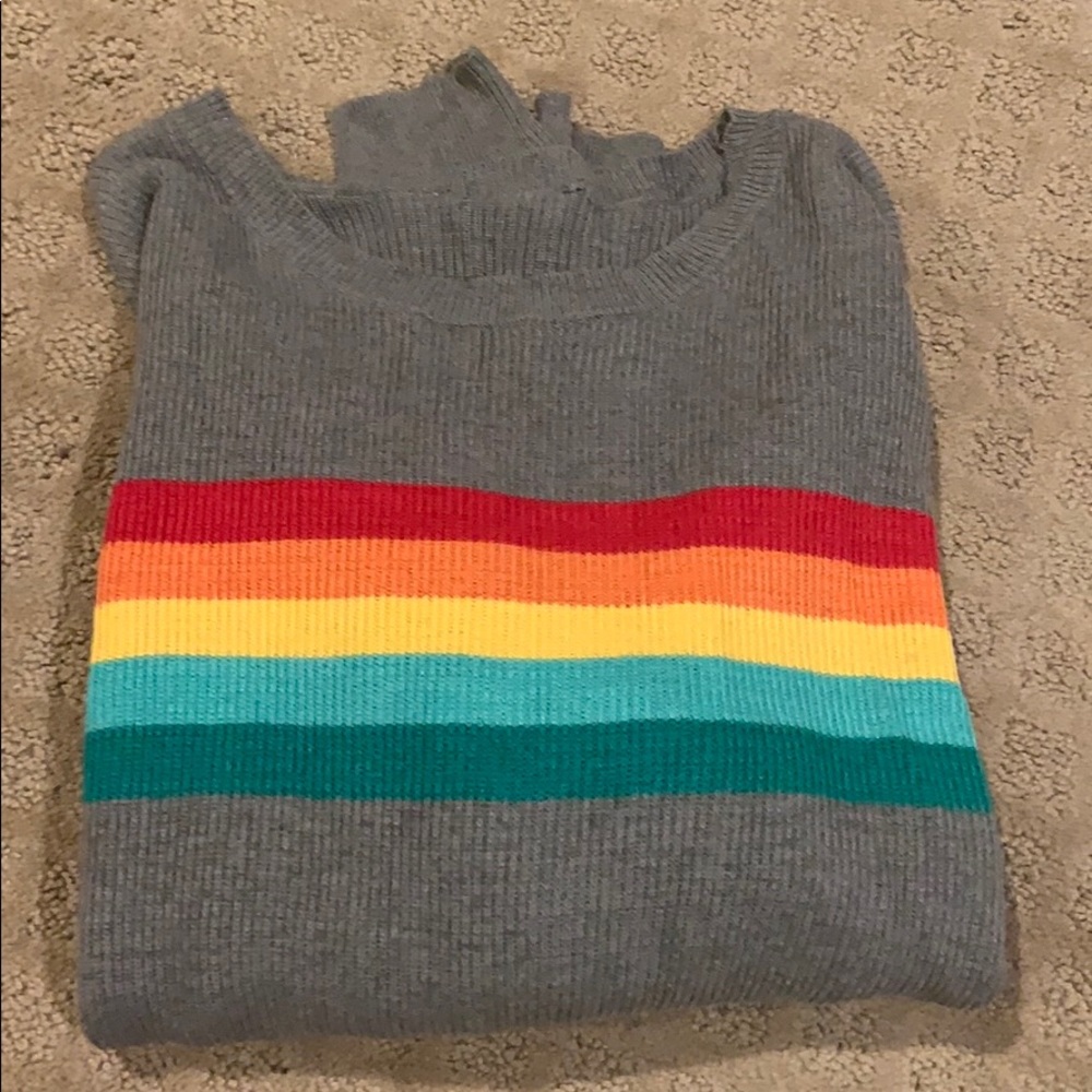 Gray “rainbow striped” Sweater
